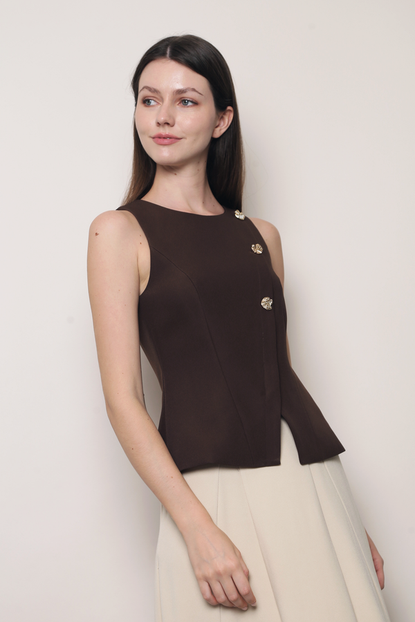 Polished Shell Vest Top Brown