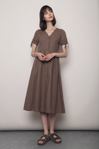 Prairie Rose Tie Sleeves Dress Cocoa