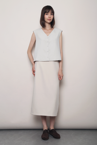 Prima Button Down Vest Top Ivory