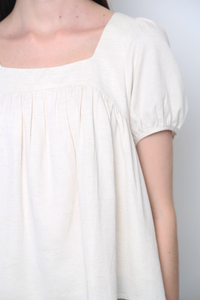 Puff Flair Linen Blouse Ivory