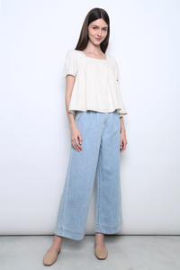 Puff Flair Linen Blouse Ivory