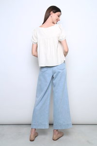 Puff Flair Linen Blouse Ivory