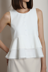 Quiet Lace Sleeveless Top White