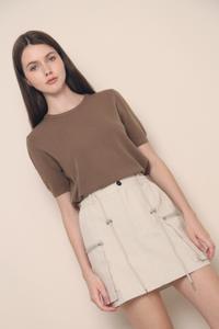 Ryleigh Slim Fit Knit Blouse Camel