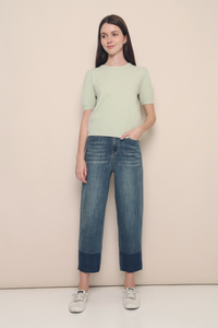 Ryleigh Slim Fit Knit Blouse Sage