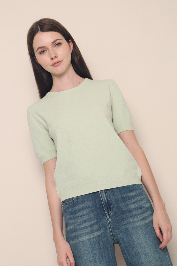 Ryleigh Slim Fit Knit Blouse Sage