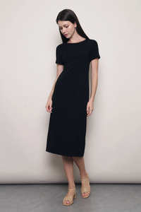 Sable Shift Midi Dress Black