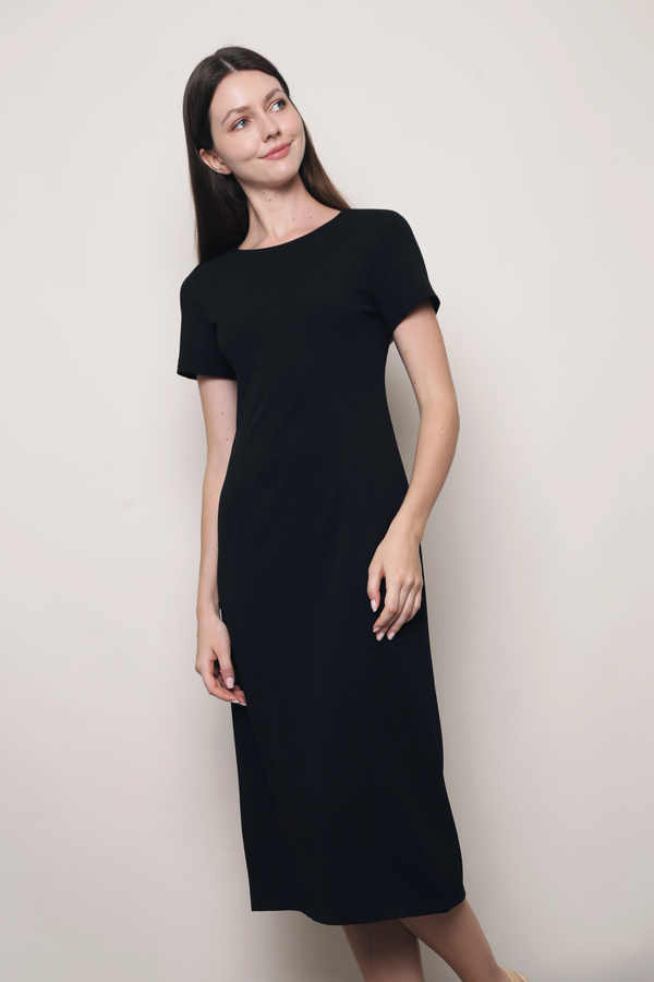 Sable Shift Midi Dress Black