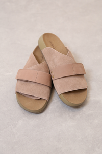 Saddle Strap Sandals Taupe Pink