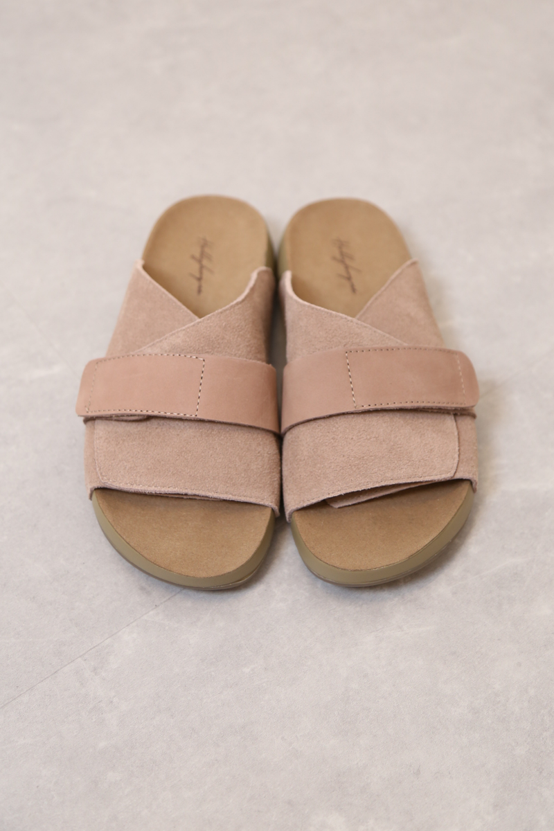 Saddle Strap Sandals Taupe Pink