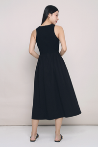 Saffron Racer Front Maxi Dress Black (Backorder)