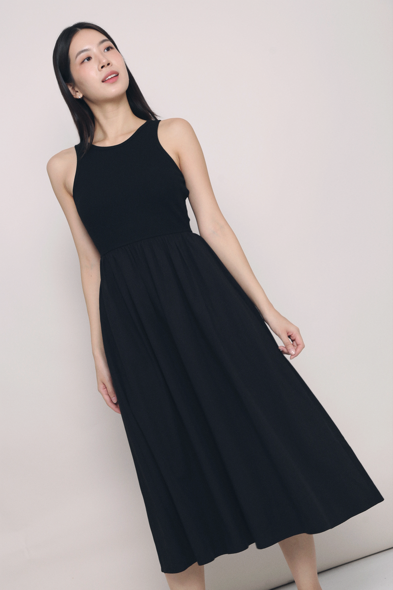 Saffron Racer Front Maxi Dress Black (Backorder)