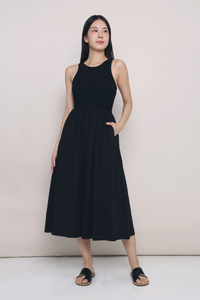 Saffron Racer Front Maxi Dress Black (Backorder)