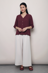 Salt Air Linen Shirt Burgundy