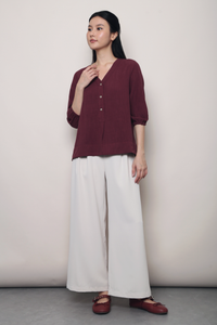 Salt Air Linen Shirt Burgundy