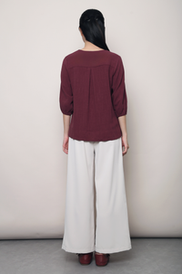 Salt Air Linen Shirt Burgundy
