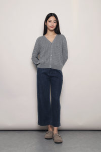 September Light Cable Knit Cardigan Grey (Backorder)