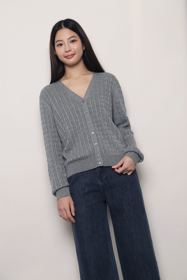 September Light Cable Knit Cardigan Grey (Backorder)