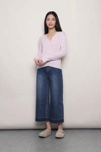 September Light Cable Knit Cardigan Powder Pink (Backorder)