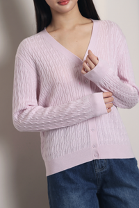 September Light Cable Knit Cardigan Powder Pink (Backorder)