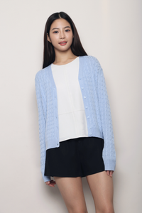 September Light Cable Knit Cardigan Powder Blue (Backorder)