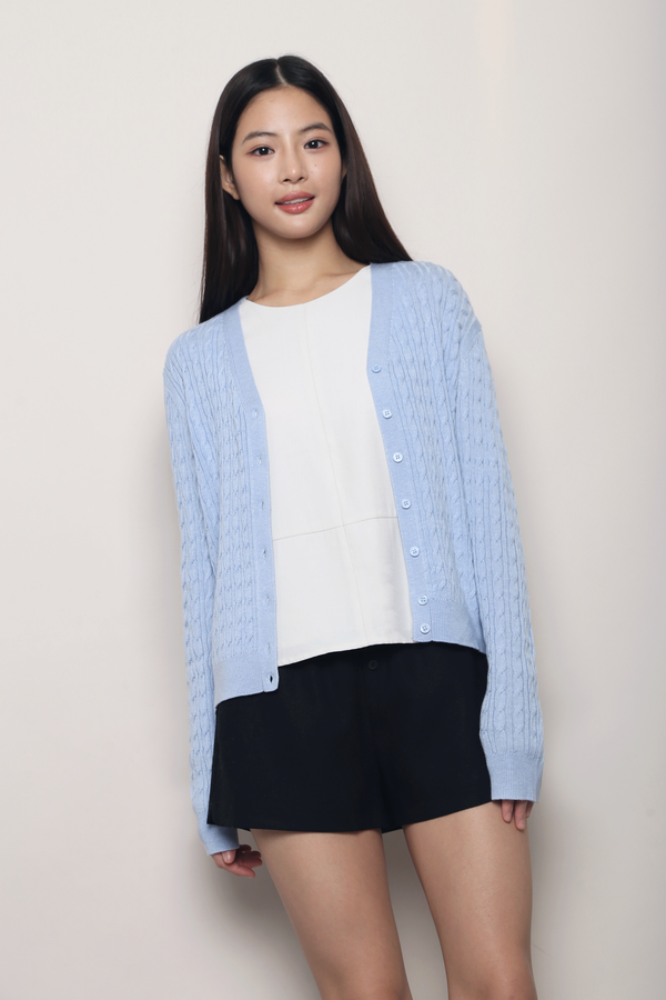 September Light Cable Knit Cardigan Powder Blue (Backorder)