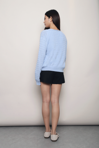 September Light Cable Knit Cardigan Powder Blue (Backorder)