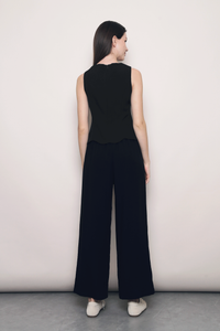 Sicily Scallop Trim Vest Top Black (Restock)