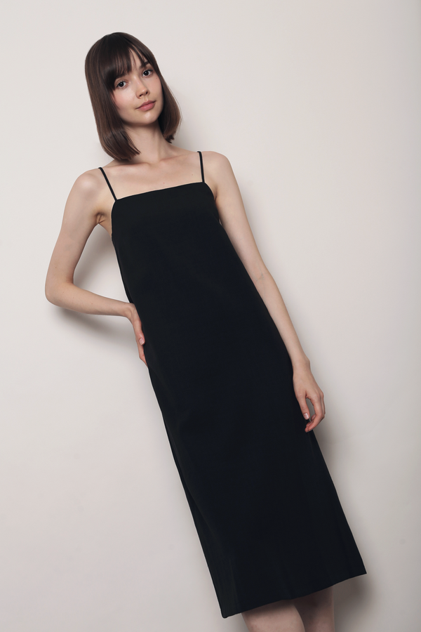 Signature Column Midi Dress Black