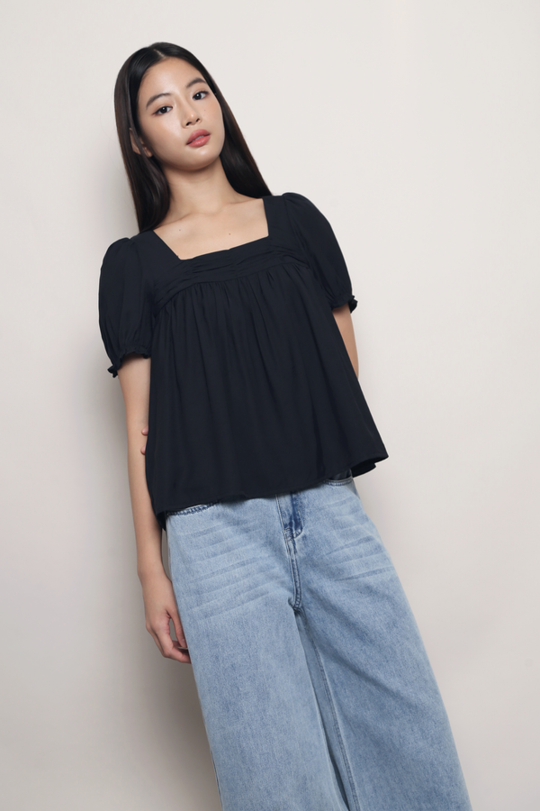 Simply Square Gathered Top Navy