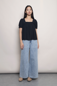 Simply Square Gathered Top Navy