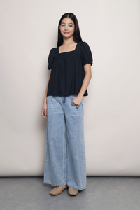 Simply Square Gathered Top Navy