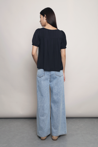 Simply Square Gathered Top Navy