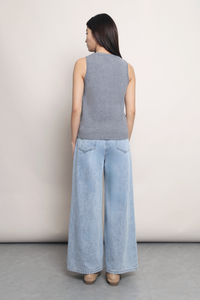 Smartie Knit Vest Top Grey