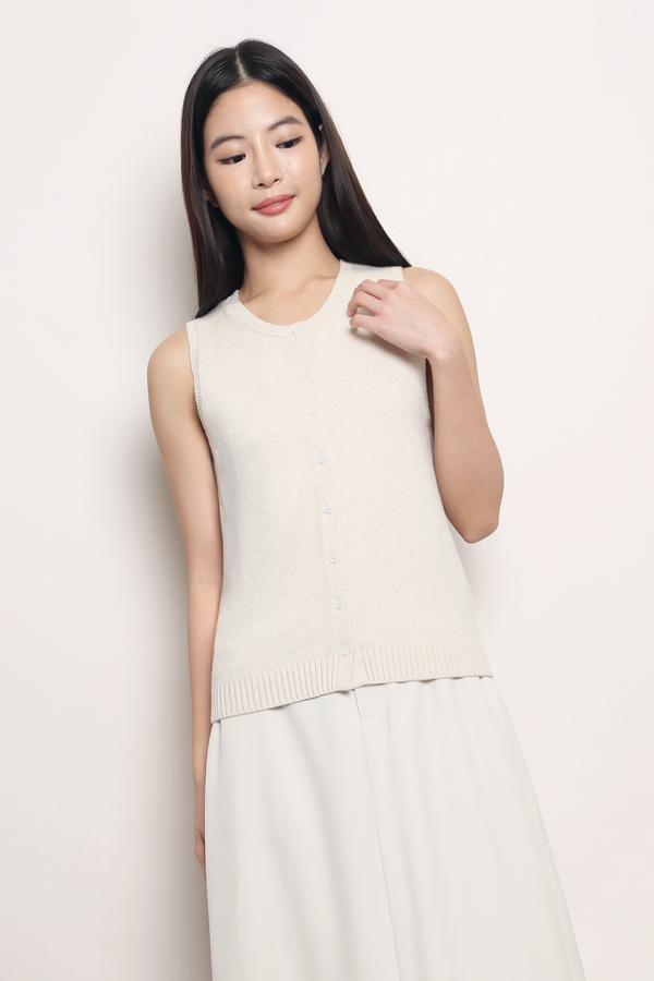Smartie Knit Vest Top Cream