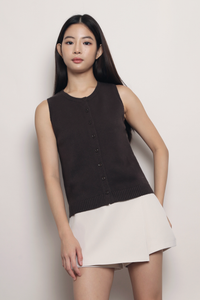 Smartie Knit Vest Top Brown