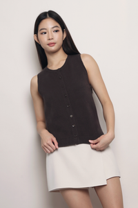 Smartie Knit Vest Top Brown