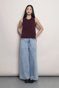 Smartie Knit Vest Top Maroon