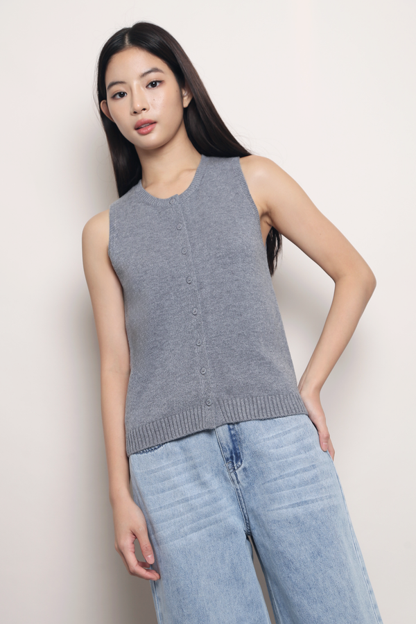 Smartie Knit Vest Top Grey