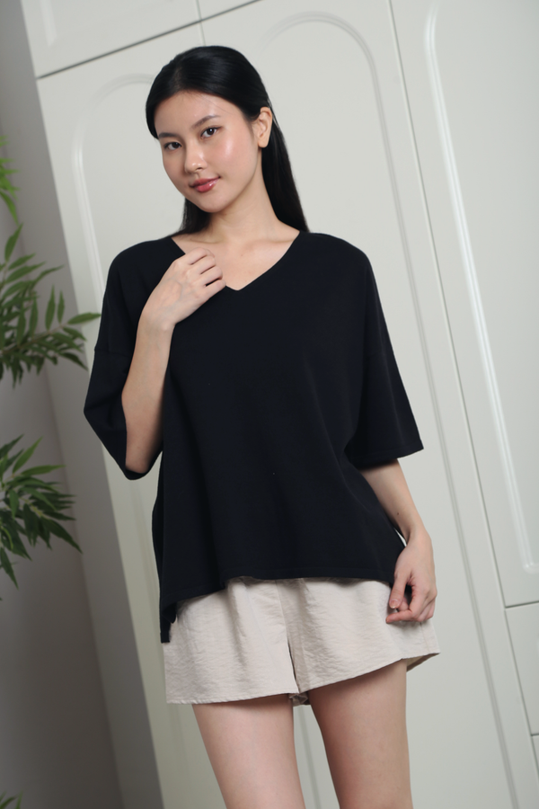 Smith Refined Boxy Knit Top Black (Backorder)