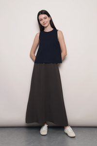 Soft Focus Sleeveless Linen Top Navy