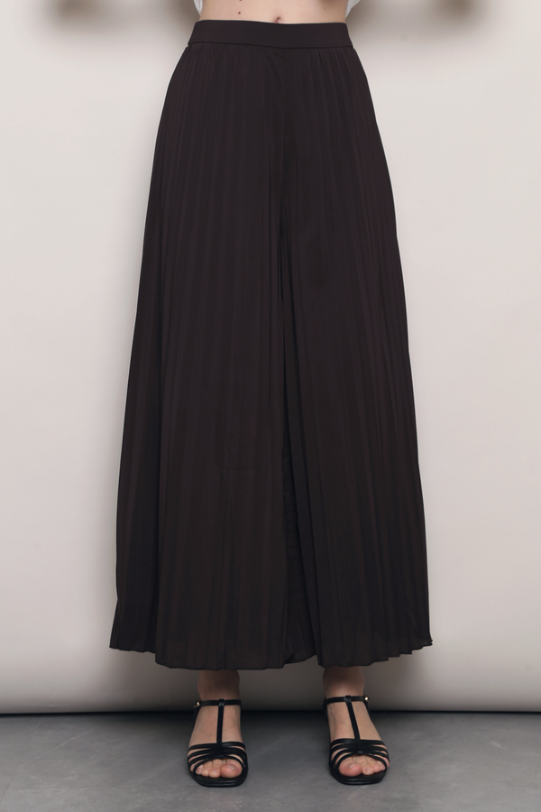(Regular) Soft Motion Pleated Pants Brown