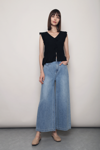 Soft Spoken Ruche Top Black