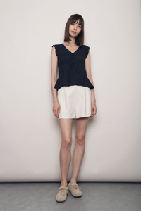 Soft Spoken Ruche Top Navy