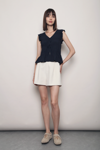 Soft Spoken Ruche Top Navy