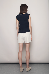Soft Spoken Ruche Top Navy