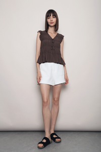 Soft Spoken Ruche Top Brown