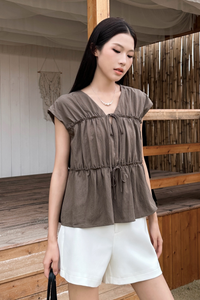 Souffle Ruffles Blouse Brown