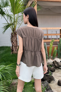 Souffle Ruffles Blouse Brown