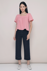 Stevie Square Neck Flutter Top Blush Pink